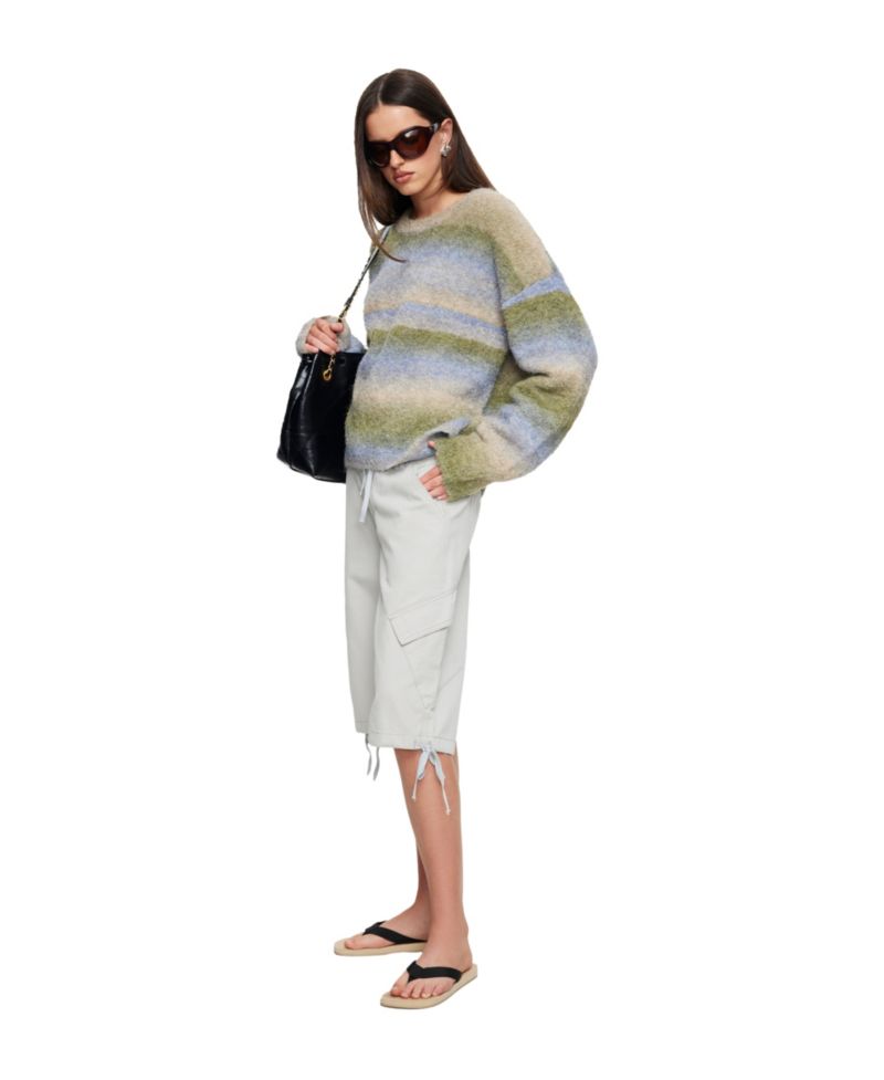 Women's Loyalty Knit Striped Fuzzy-Knit Sweater