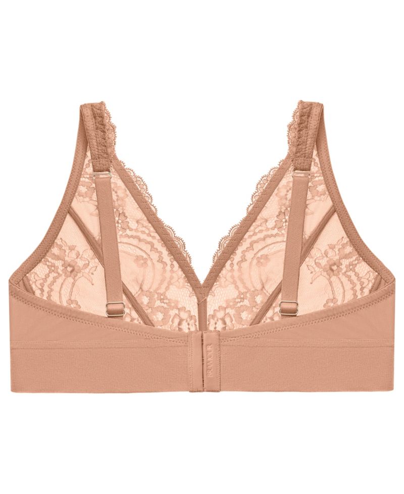 Plus Size Full Figure Bramour Lexington Lace Plunge Wireless Bralette 7013