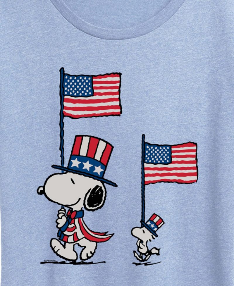 Plus Size Peanuts Snoopy Woodstock Flags Short-Sleeve Graphic T-Shirt