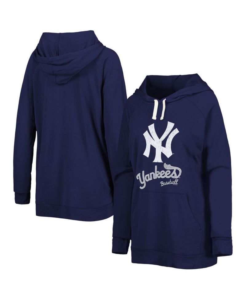 Women's Navy New York Yankees Pre-Game Raglan Pullover Hoodie