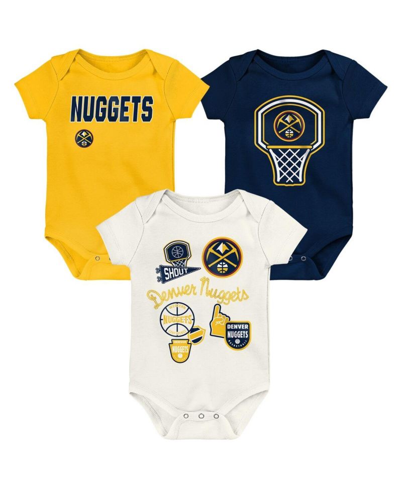 Baby Boys and Girls 3-Pack Denver Nuggets Littlest Player Bodysuit Set