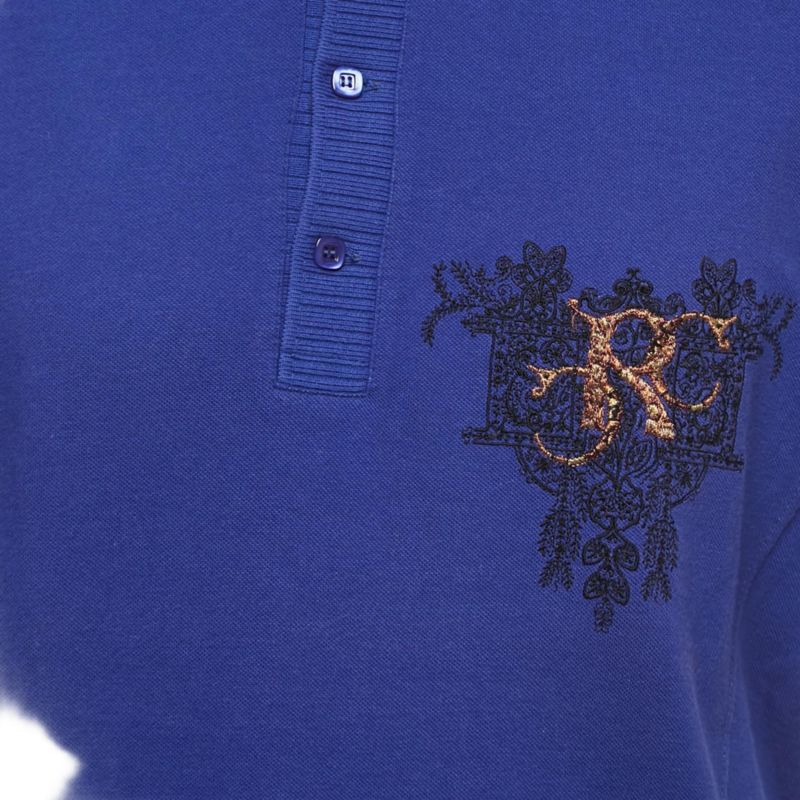 Men's Purple Logo Embroidered Cotton Polo T-Shirt