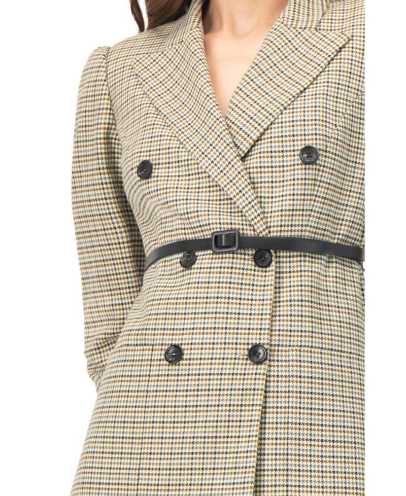 Women's Double-Breasted Checkered Blazer