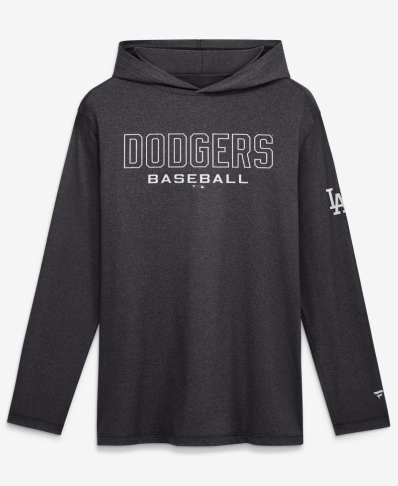 Men's Charcoal Los Angeles Dodgers Clutch Long Sleeve Hooded T-Shirt