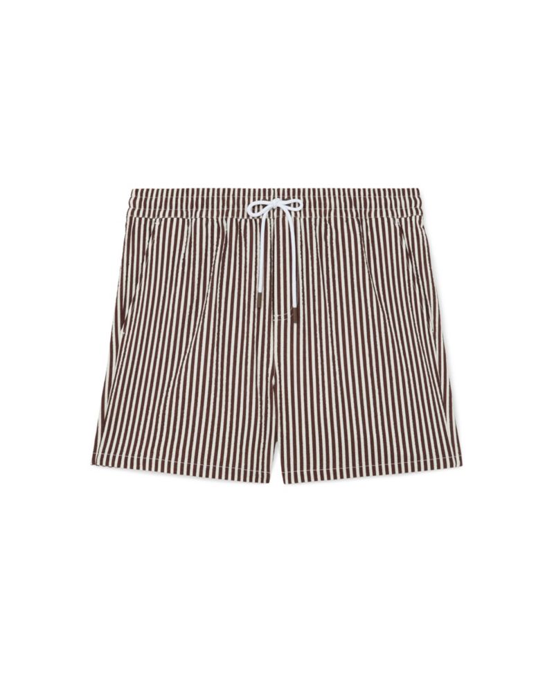 Men's Bay Drawstring Seersucker Stripe Swim Shorts