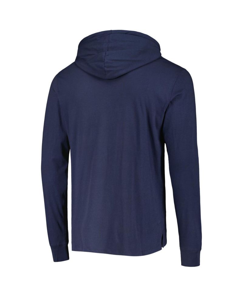 Men's Navy Distressed Tennessee Titans Field Franklin Hooded Long Sleeve T-shirt
