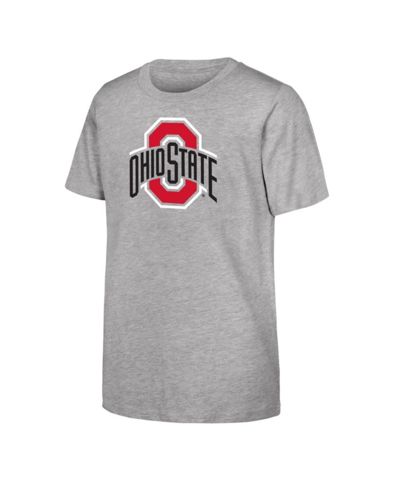 Big Boys and Girls Heather Gray Ohio State Buckeyes Primary Logo T-Shirt
