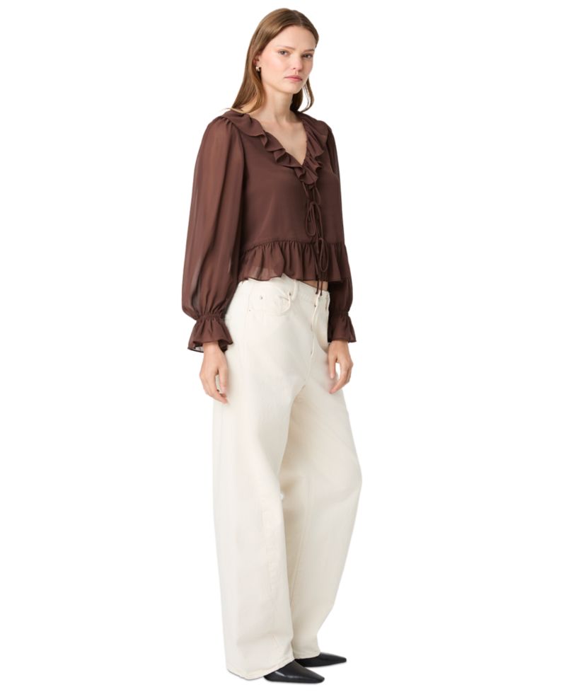 Women's Marina Long-Sleeve V-Neck Tie-Front Blouse