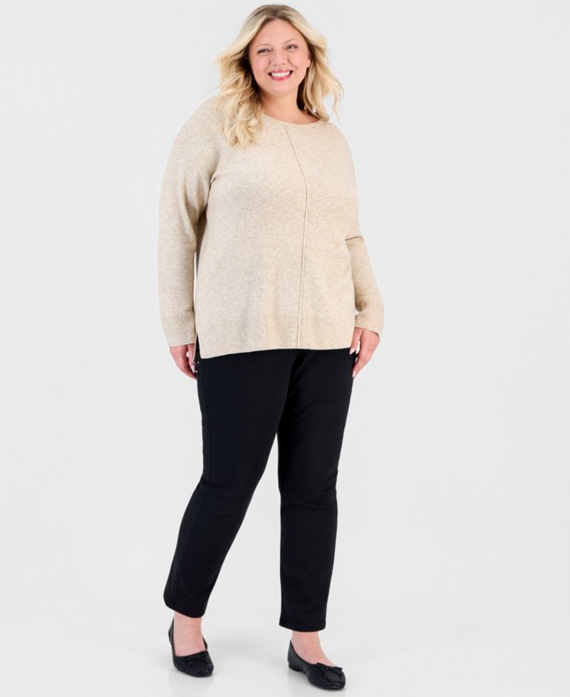 Plus Luxsoft Seamfront Boatneck Tunic Sweater