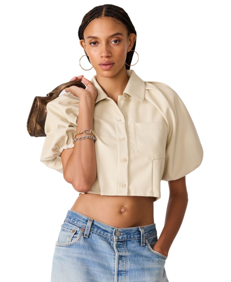 Women's Reece Collared Short-Sleeve Crop Top