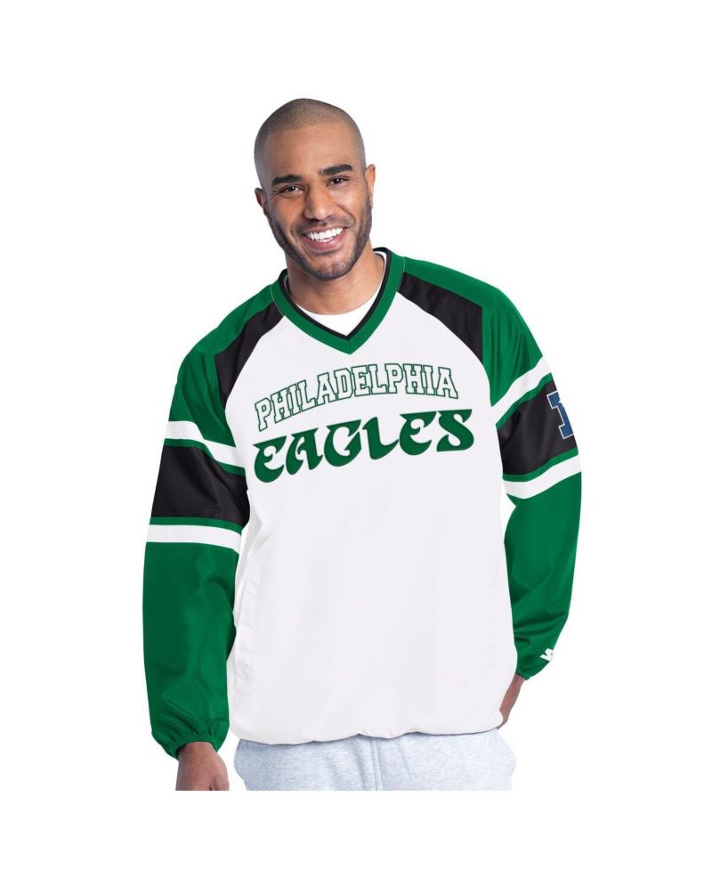 Men's White Philadelphia Eagles Infield Play Raglan Pullover Jacket