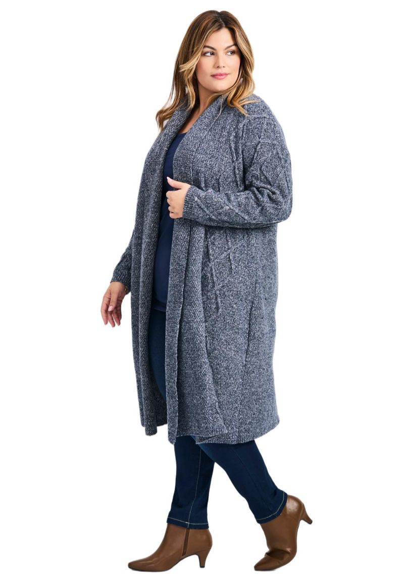 Women's Plus Size Paris Longline Cable Cardi