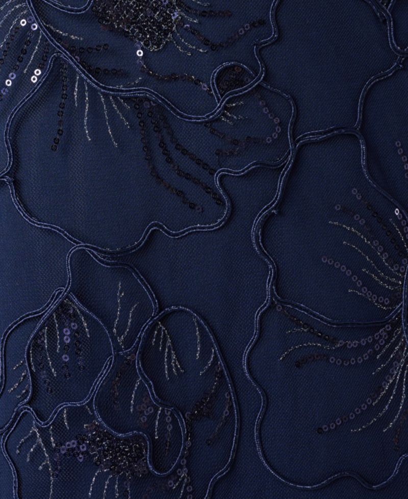 Women's Embroidered Boat Neck Gown
