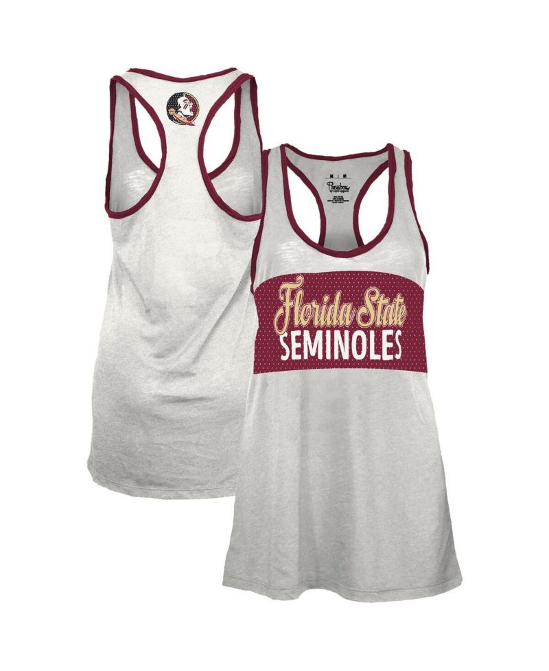 Women's White/Garnet Florida State Seminoles Tracy Racerback Burnout Tank Top
