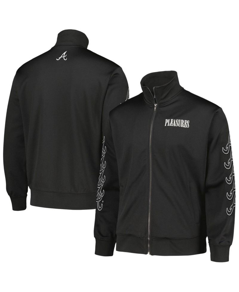 Men's Black Atlanta Braves Pitcher Full-Zip Track Jacket