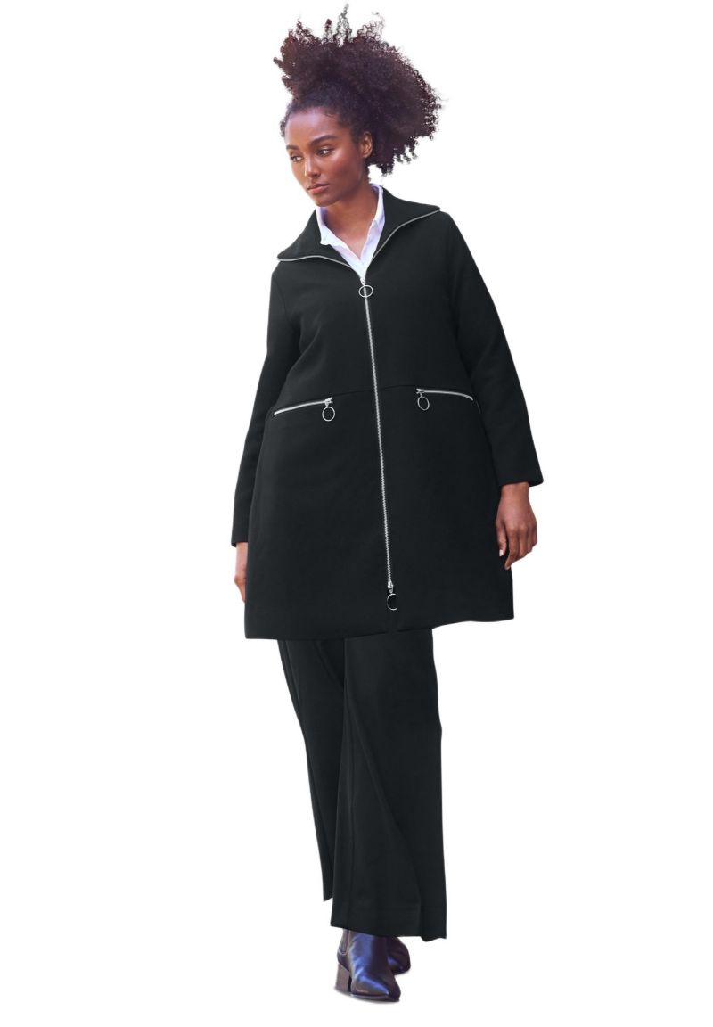 Women's Zip-Front A-Line Coat