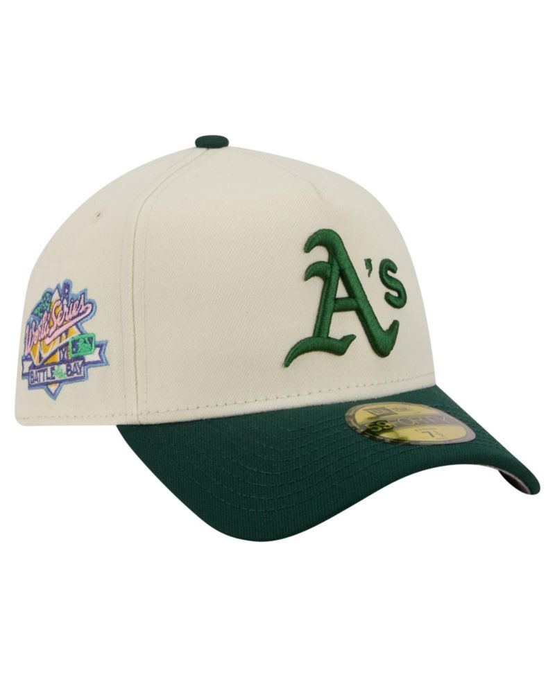 Men's Cream Athletics Chrome A-Frame 59FORTY Fitted Hat