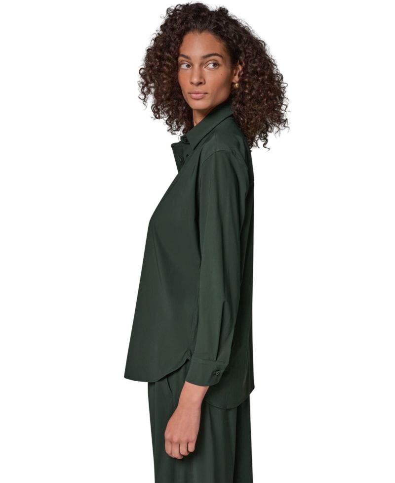 Women's Long-Sleeve Button-Front 4-Way Stretch-Knit Top
