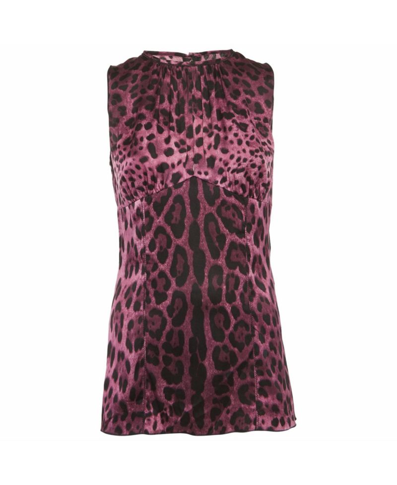 Women's Leopard Print Satin Top