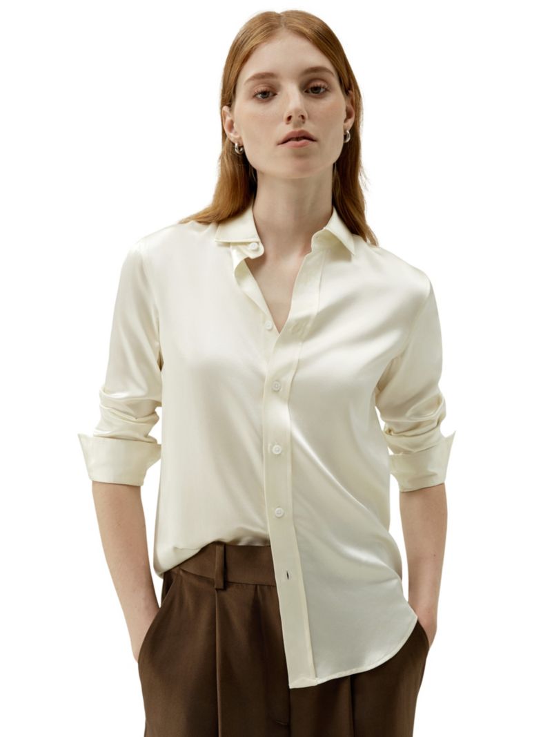Women's Tailored Button Down Regular Fit Silk Shirt