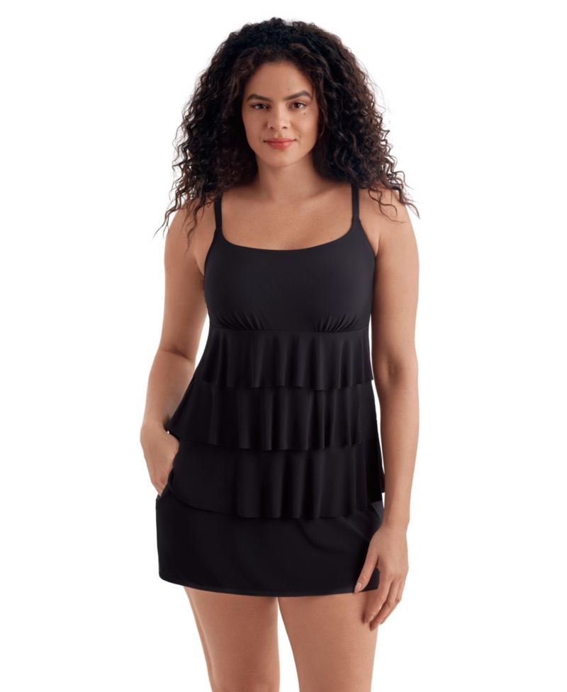 Women's Vineyard Vacay Faux Ruffle Skirtini Long Torso Swimsuit