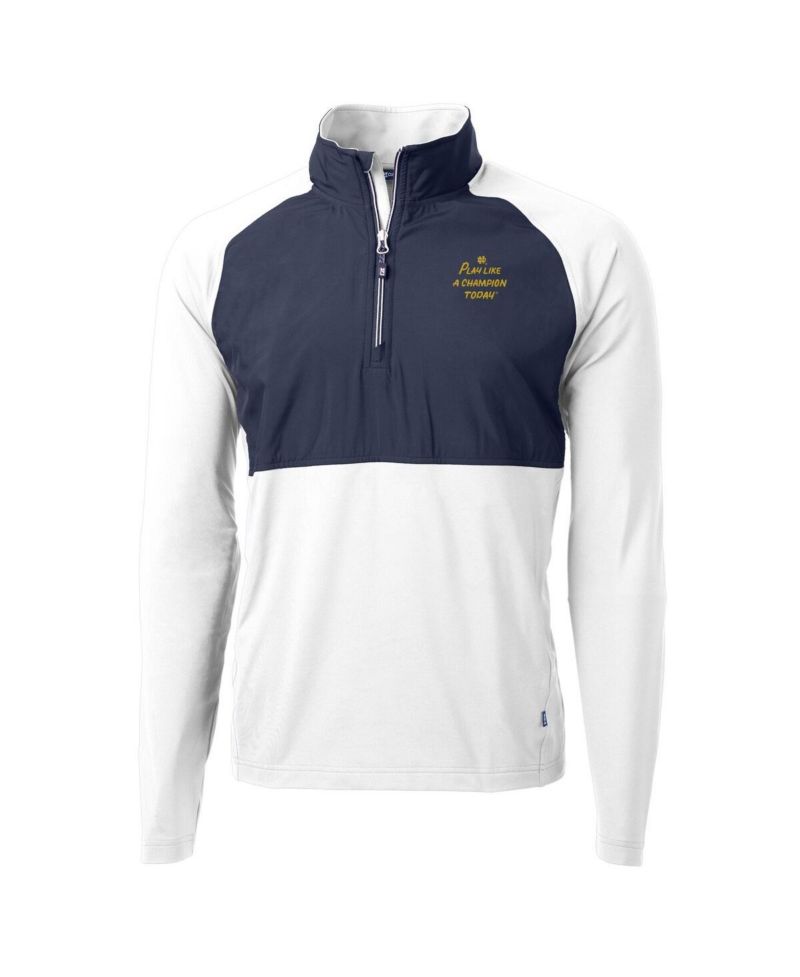 Men's White Notre Dame Fighting Irish Play Like A Champion Today Adapt Eco Knit Stretch Hybrid Quarter-Zip Pullover Top