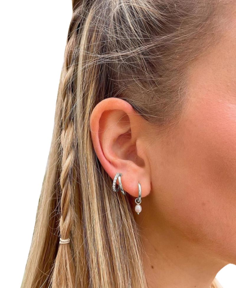 Toda Silver Double Hoop Earrings