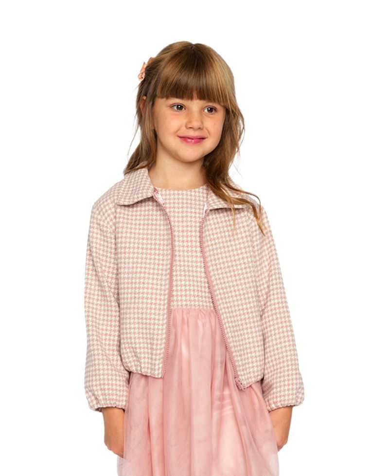 Little and Big Girl 6-14Y Bomber Jacket Houndstooth
