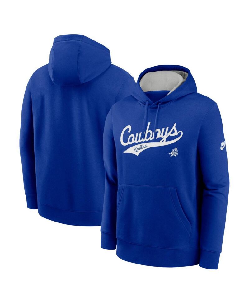 Men's Royal Dallas Cowboys Rewind Tail Sweep Club Pullover Hoodie
