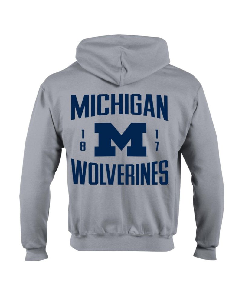 Men's Heather Gray Michigan Wolverines Varsity Power Blend Full-Zip Fleece Hoodie