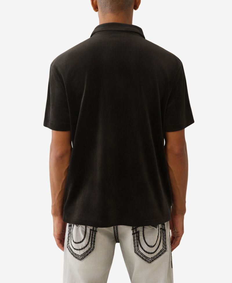 Men's Short-Sleeve Velour Polo Shirt