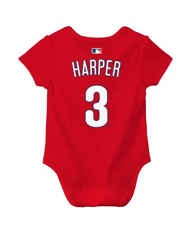 Baby Boys and Girls Bryce Harper Red Philadelphia Phillies Name & Number Bodysuit