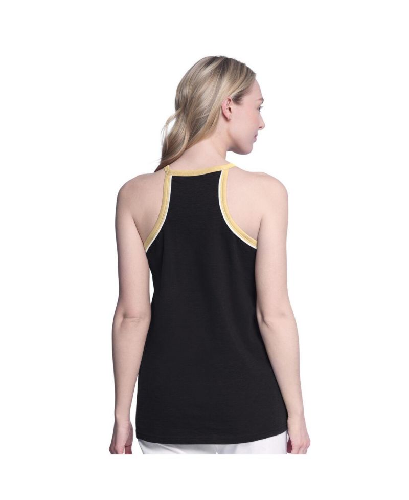 Women's Black Vegas Golden Knights Curveball Racerback Scoop Neck Slub Tank Top