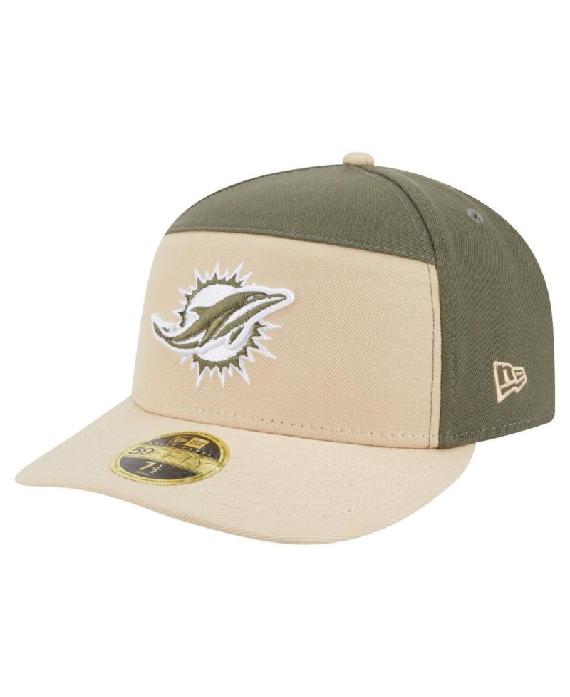 Men's Light Beige/Olive Miami Dolphins Two-Tone Color Pack Split Panel 59FIFTY Fitted Hat