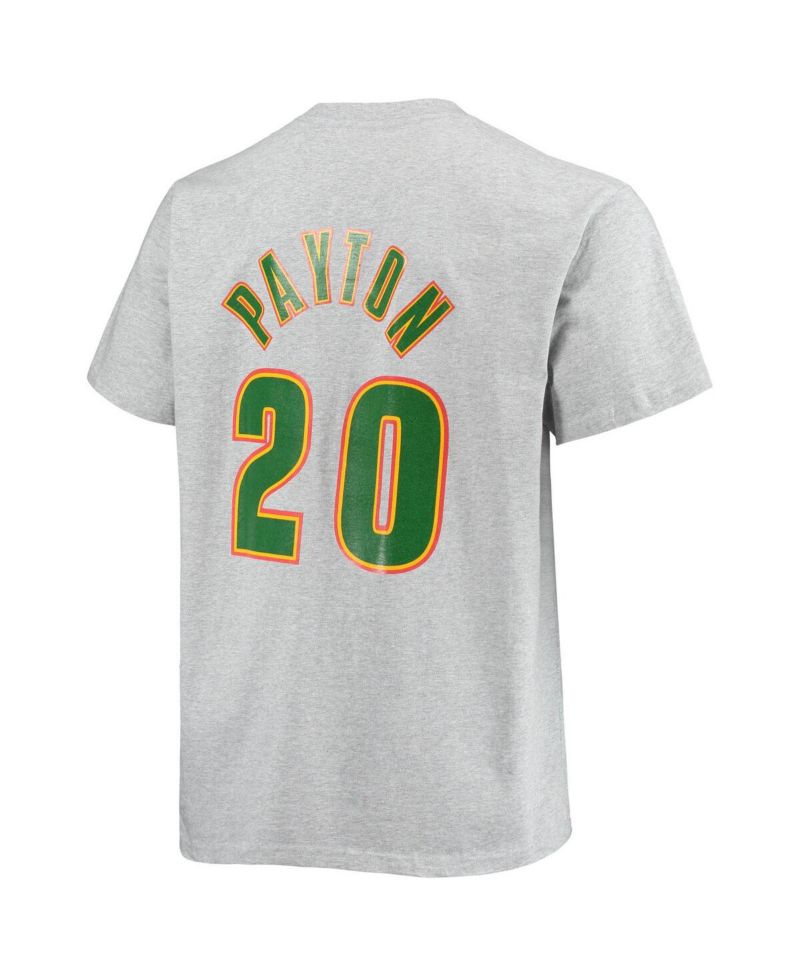 Men's Gary Payton Heather Gray Seattle Supersonics Big and Tall Hardwood Classics Name and Number T-shirt
