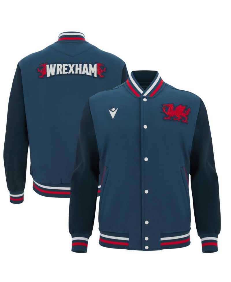 Men's Navy Wrexham Anthem Full-Snap Varsity Jacket