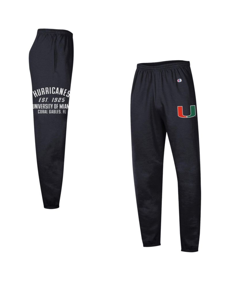 Men's Black Miami Hurricanes Powerblend Banded Fleece Sweatpants