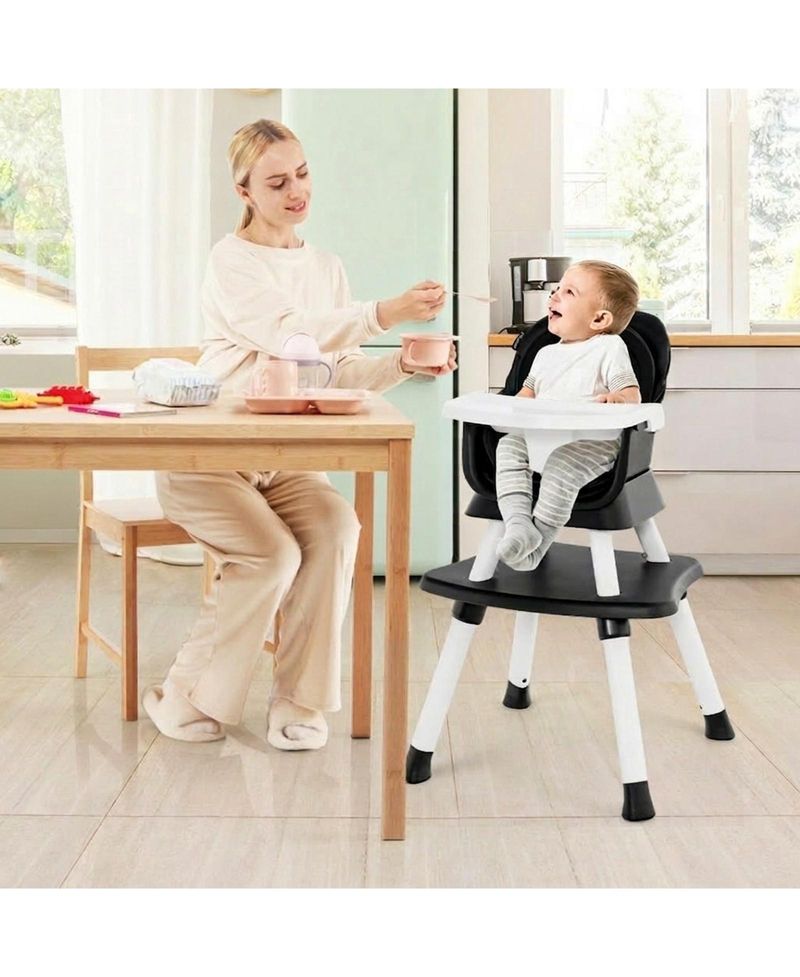 Baby Convertible 8-in-1 Baby Feeding Chair with Dual-Side Tabletop and Booster Seat
