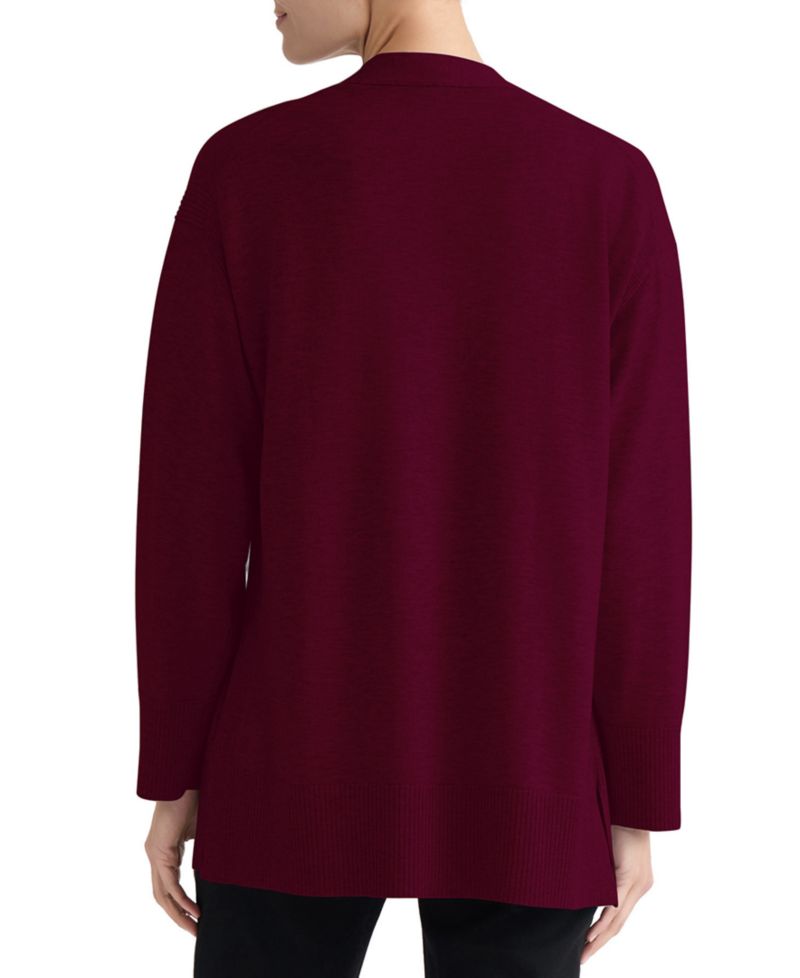Women's Kissing Front Long-Sleeve Side-Slit Cardigan