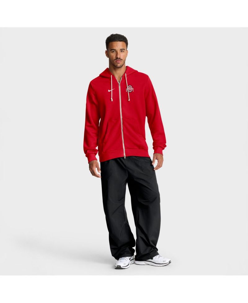 Men's Scarlet Ohio State Buckeyes 2025 Sideline Performance Full-Zip Hoodie