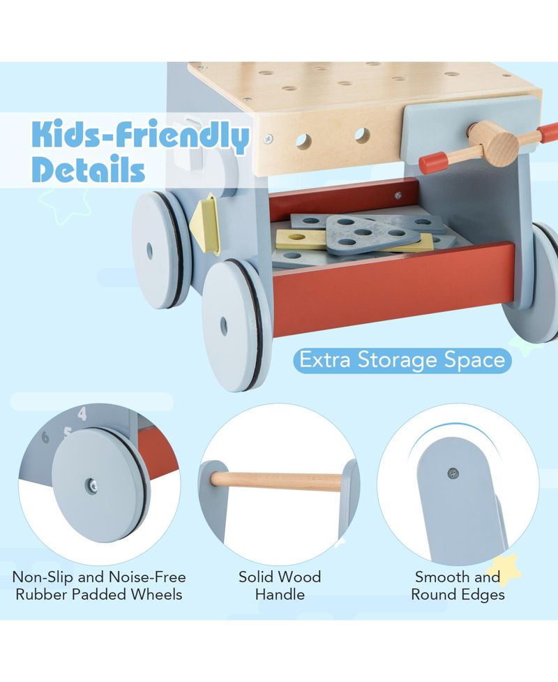 2-in-1 Wooden Toddler Push Walker