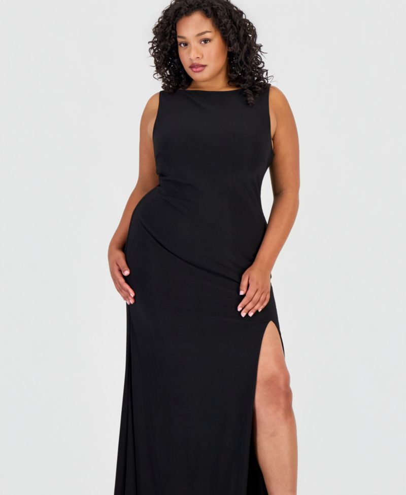 Trendy Plus Size Scoop-Neck Shiny Knit Gown
