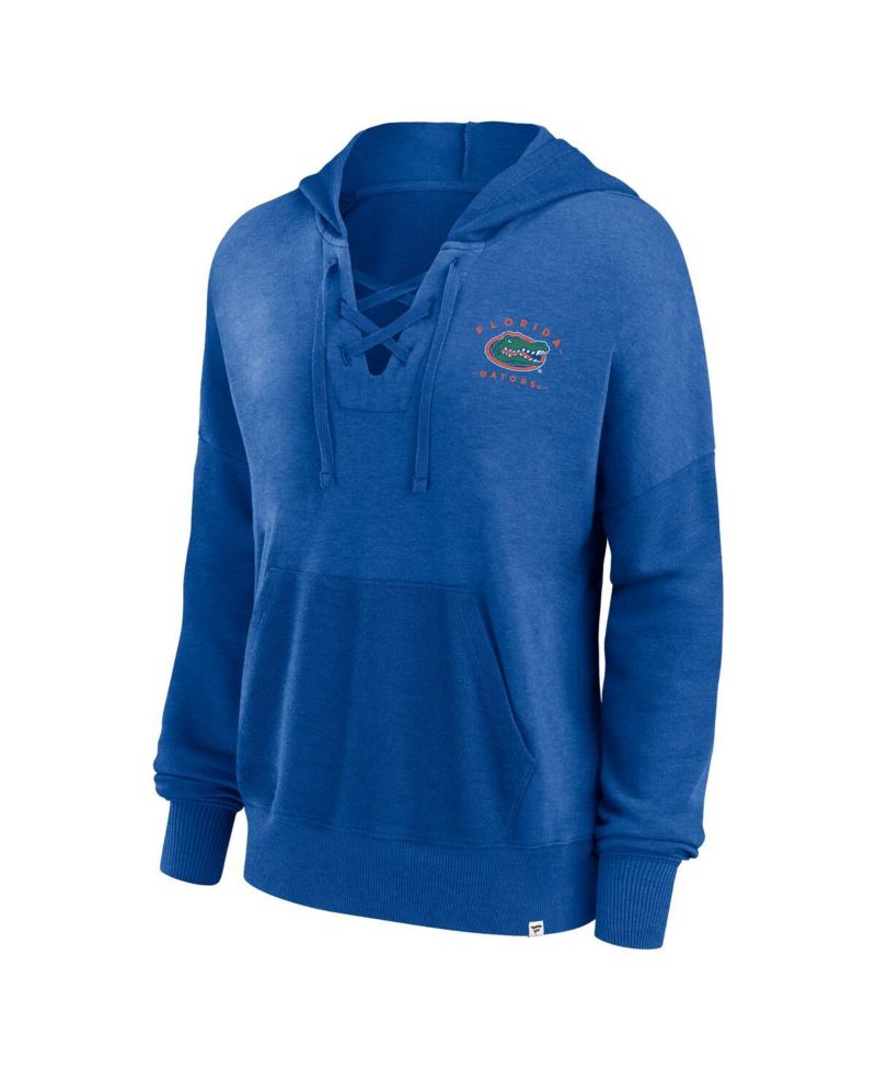 Women's Heather Royal Florida Gators Campus Lace-Up Pullover Hoodie