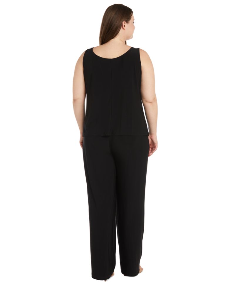 Plus Size Embroidered Duster Jacket, Tank and Pants 3-Pc. Set