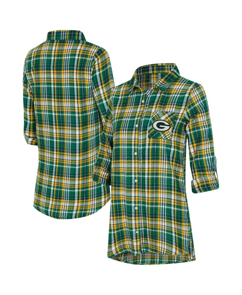 Women's Green Bay Packers Laney Plaid Tri-Blend Nightshirt