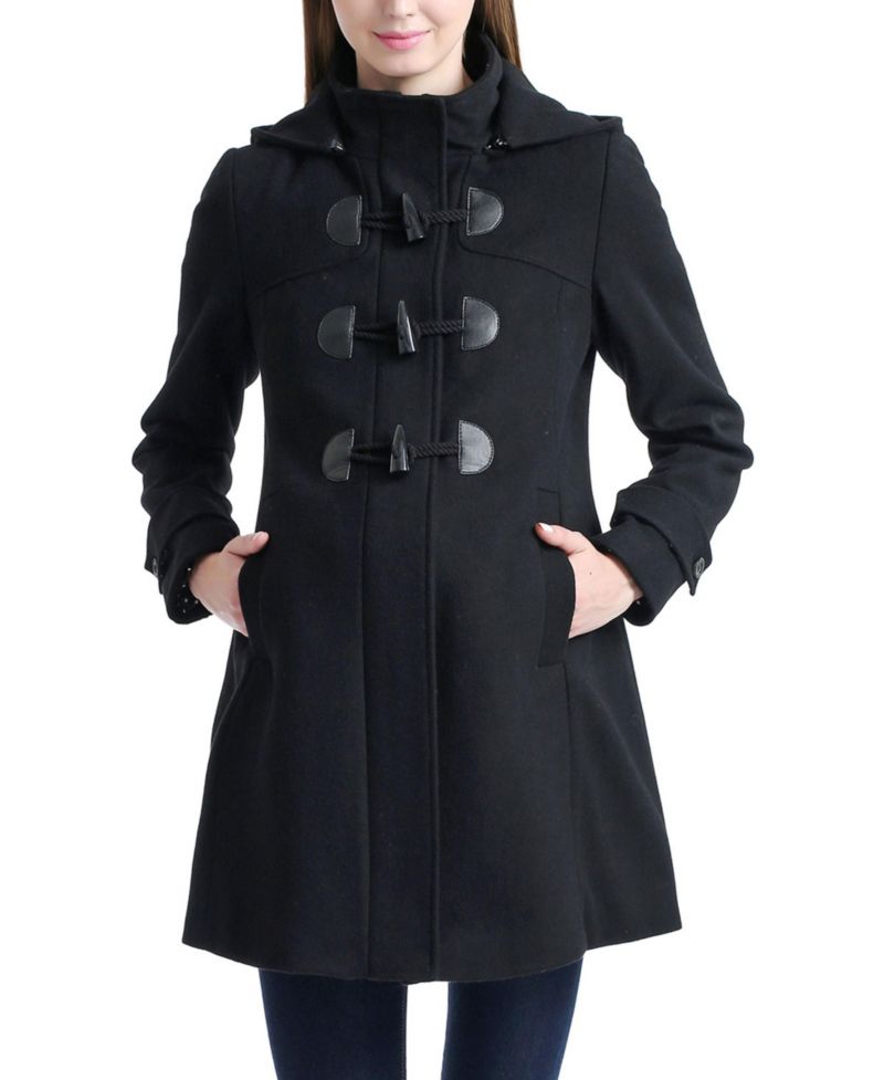Maternity Wool-Blend Detachable Hood Duffle Coat