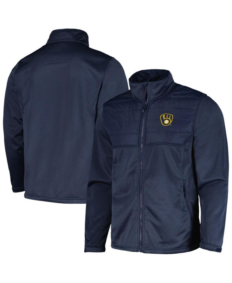 Men's Heather Navy Milwaukee Brewers Explorer Full-Zip Jacket