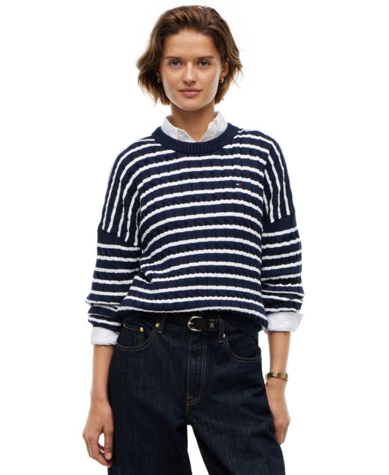 Women's Cable-Knit Crewneck Sweater