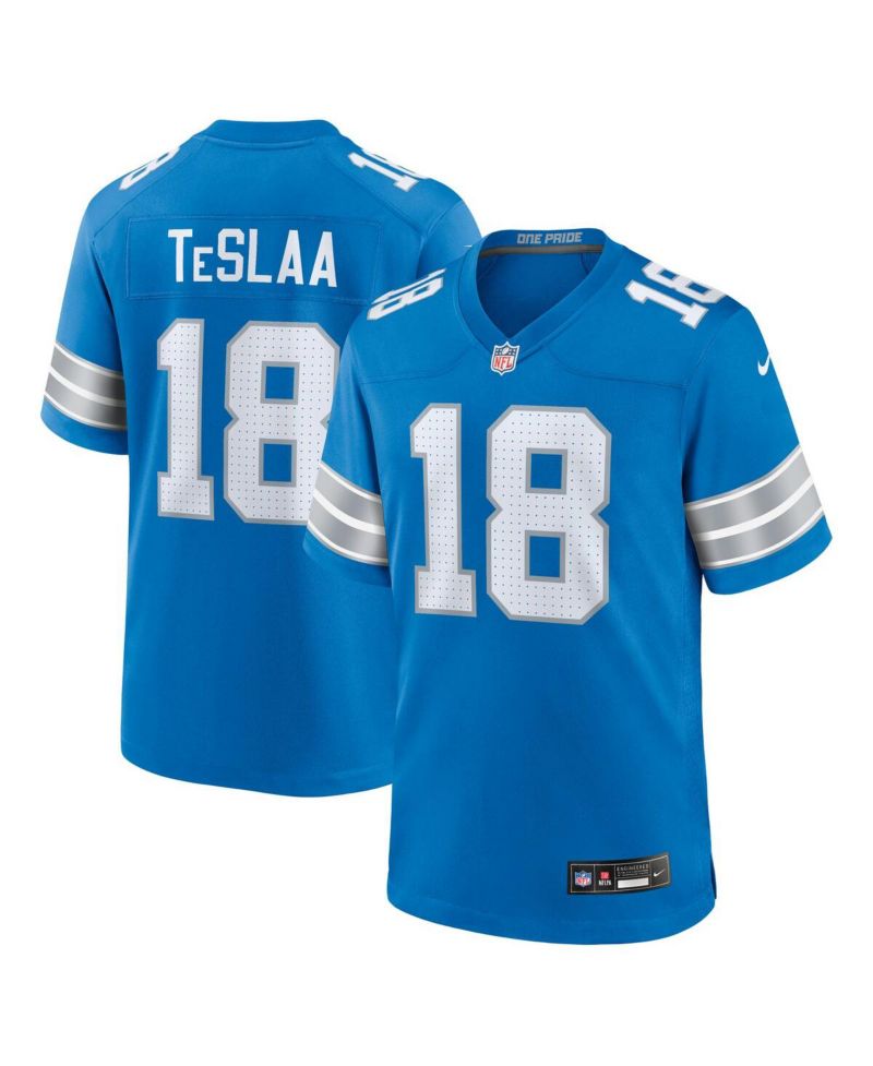 Men's Isaac TeSlaa Blue Detroit Lions Game Player Jersey