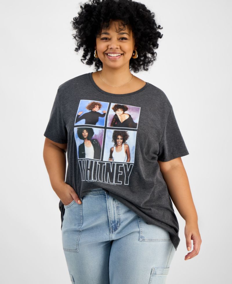 Trendy Plus Size Cotton Whitney Houston Graphic Tee